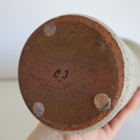 Vintage Handmade Speckled Ceramic Column Flare Rim Vase - Picture 11 of 12